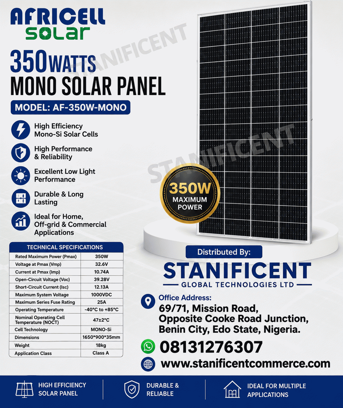 Africell 350watts Mono Solar Panel (4)