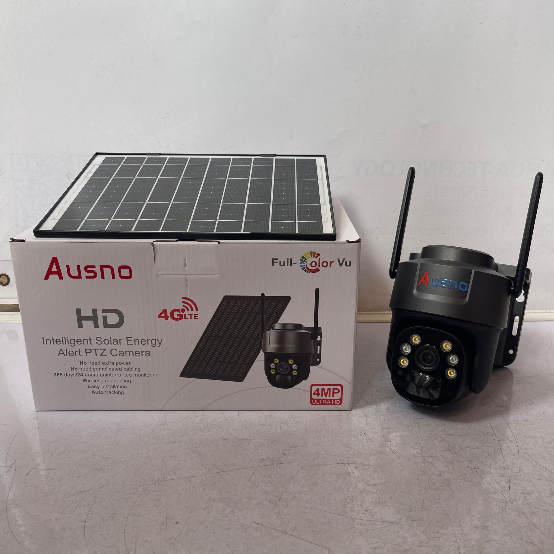 Ausno 4MP 4G Single Lens Solar Energy Alert PTZ Mini Outdoor Camera (UBOX APP)