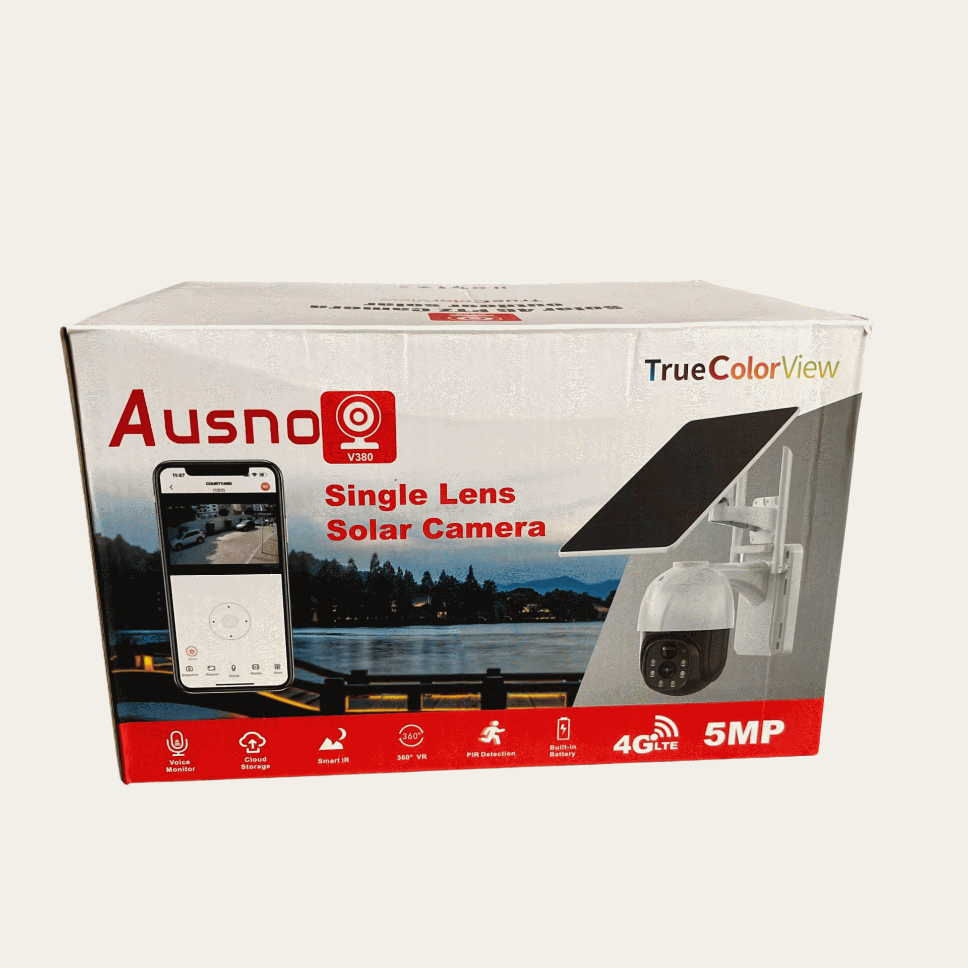 Ausno 5mp 4g Single Lens Solar Ptz Big Outdoor Camera With Auto Tracking V380 App