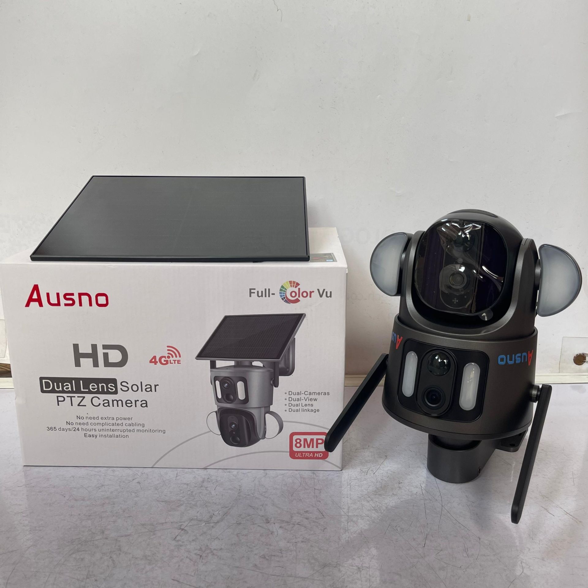 Ausno 8mp 4g Dual Lens Solar Ptz Big Outdoor Camera With Auto Tracking (ubox App) (1)