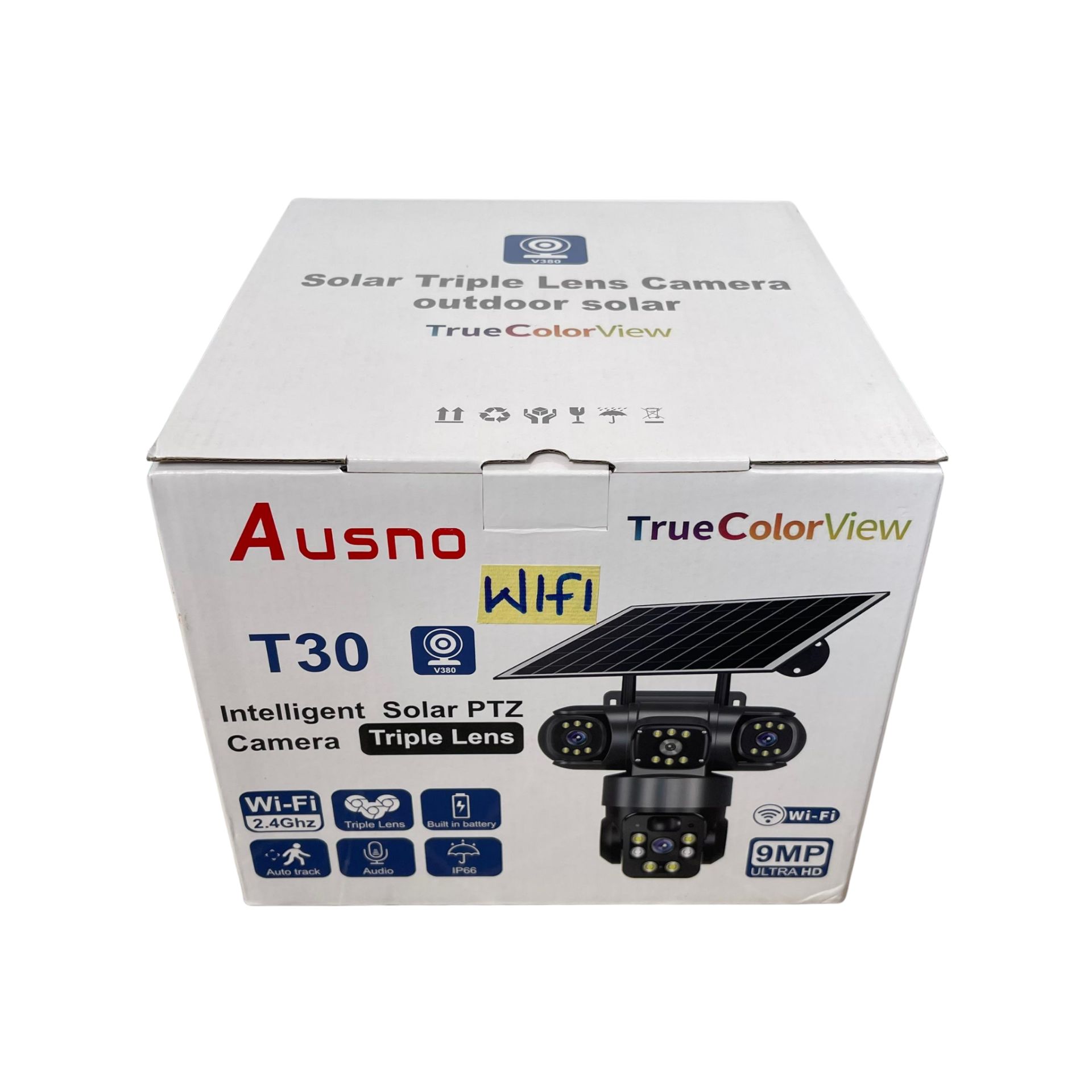 Ausno T30 9mp Wifi True Triple Lens Solar Ptz Big Outdoor Camera With Auto Tracking (v380 App) (1)