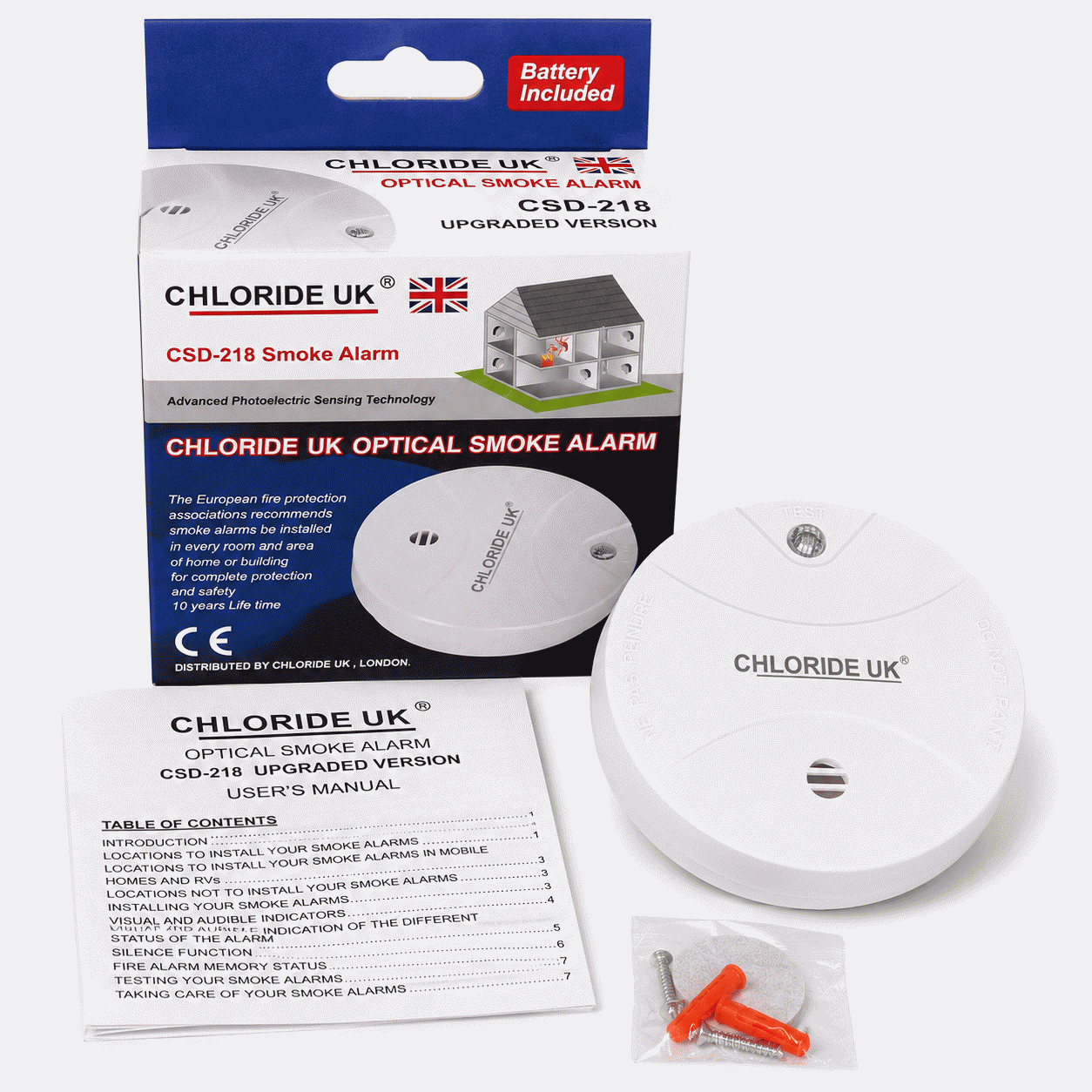 Chloride UK Standalone Optical Smoke Detector Alarm