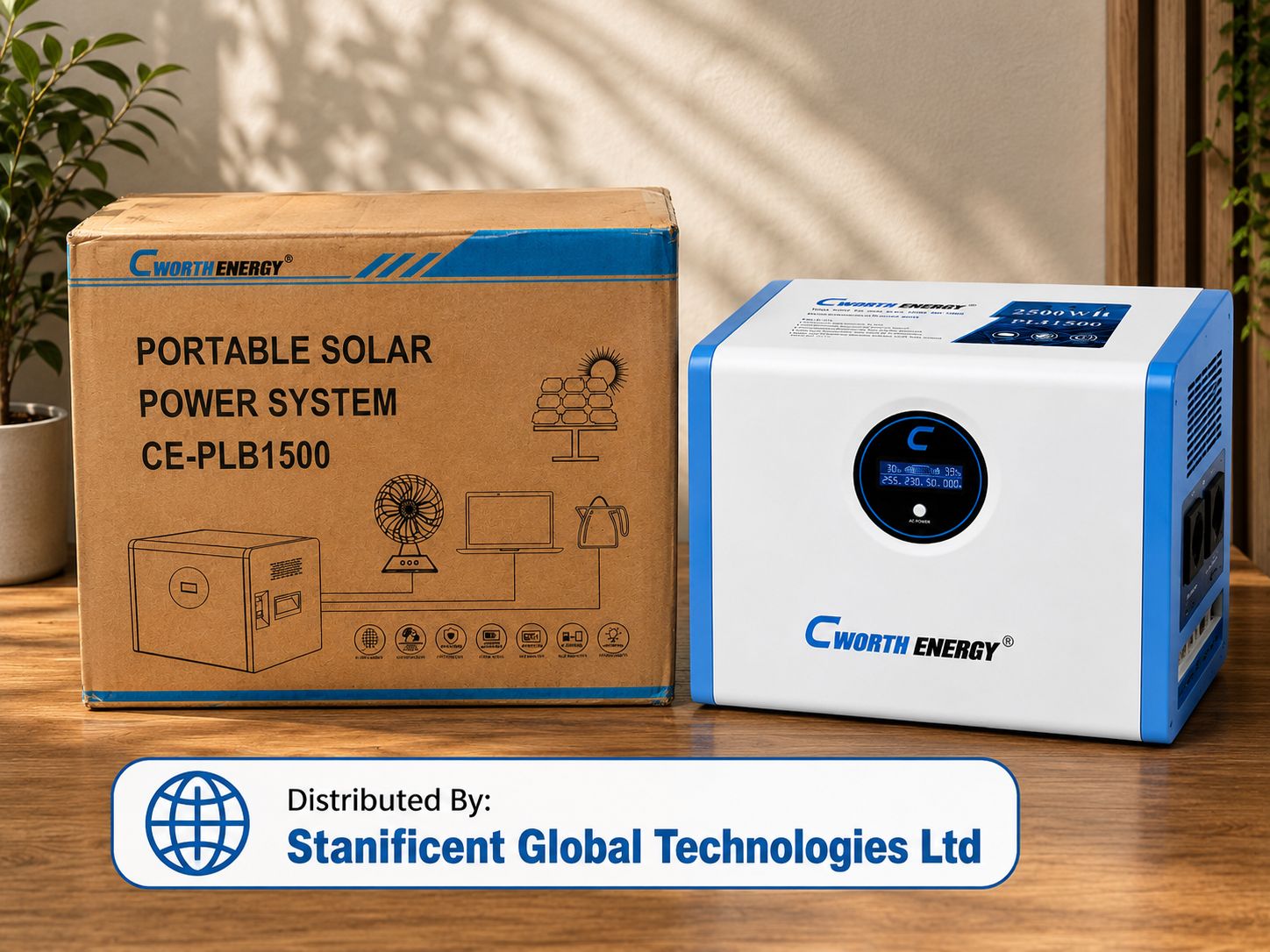 Cworth Energy 1200W Portable Solar Generator - 2500Wh Battery Capacity (CE-PLB1500)