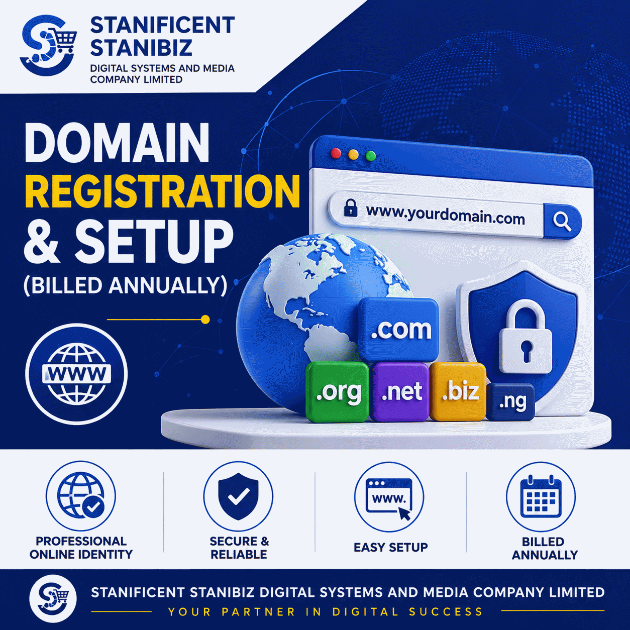 Domain Registration & Setup (Billed Annually)