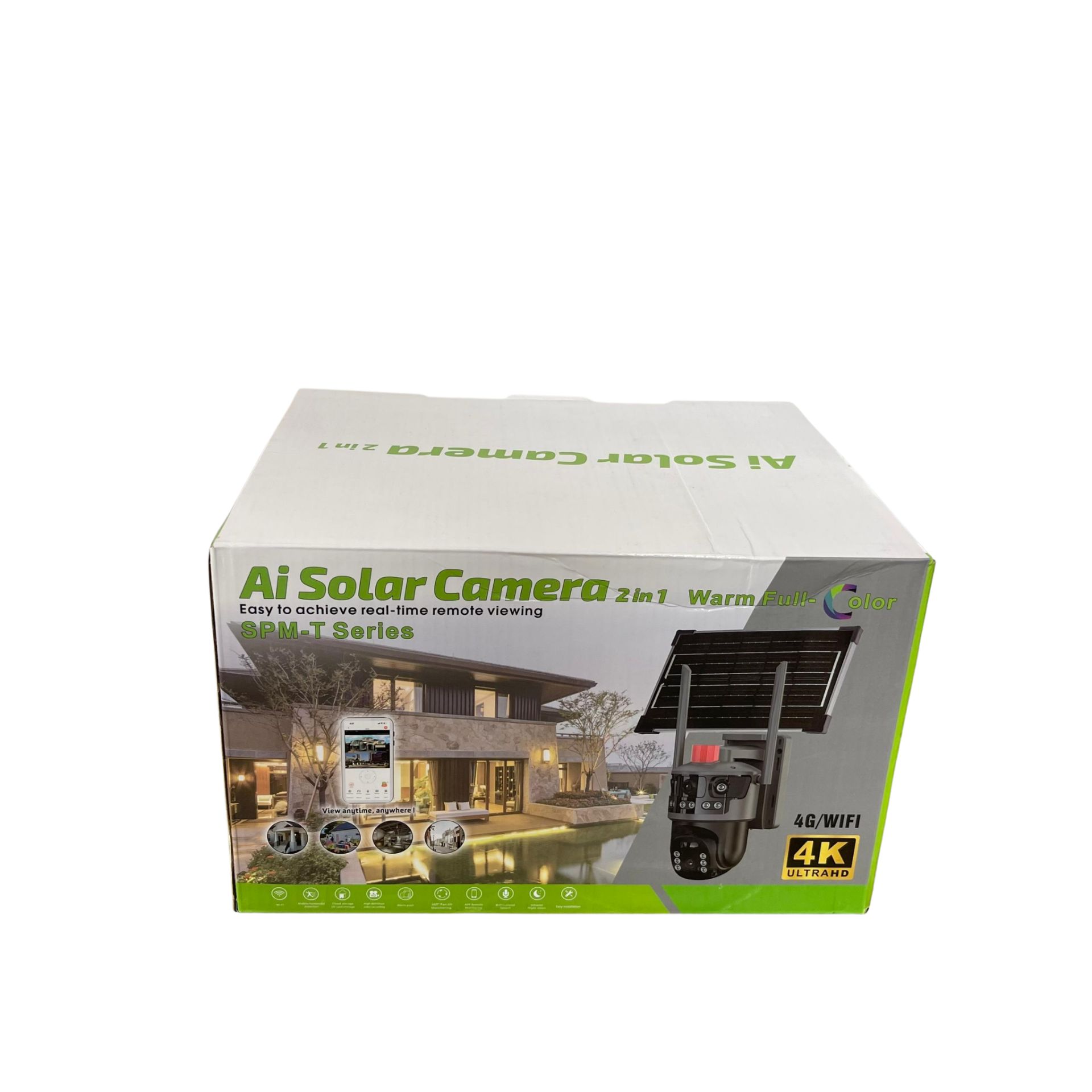 Optimax 4k Ultra Hd Wifi Dual Lens Ai Solar Ptz Big Outdoor Camera With Auto Tracking V380 App