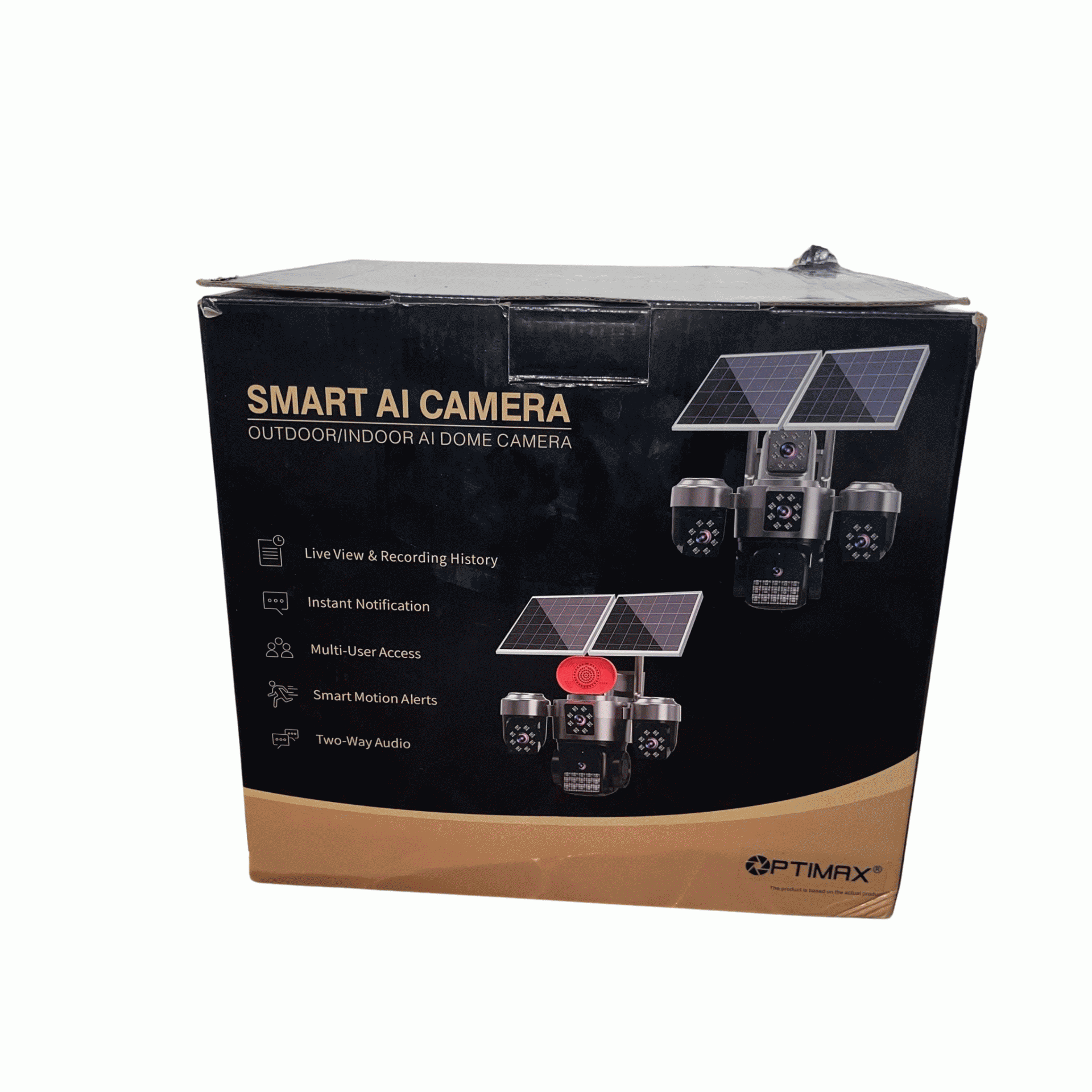 Optimax Smart Ai Four Lens Double Panel Solar Ptz Camera Hi Easy App