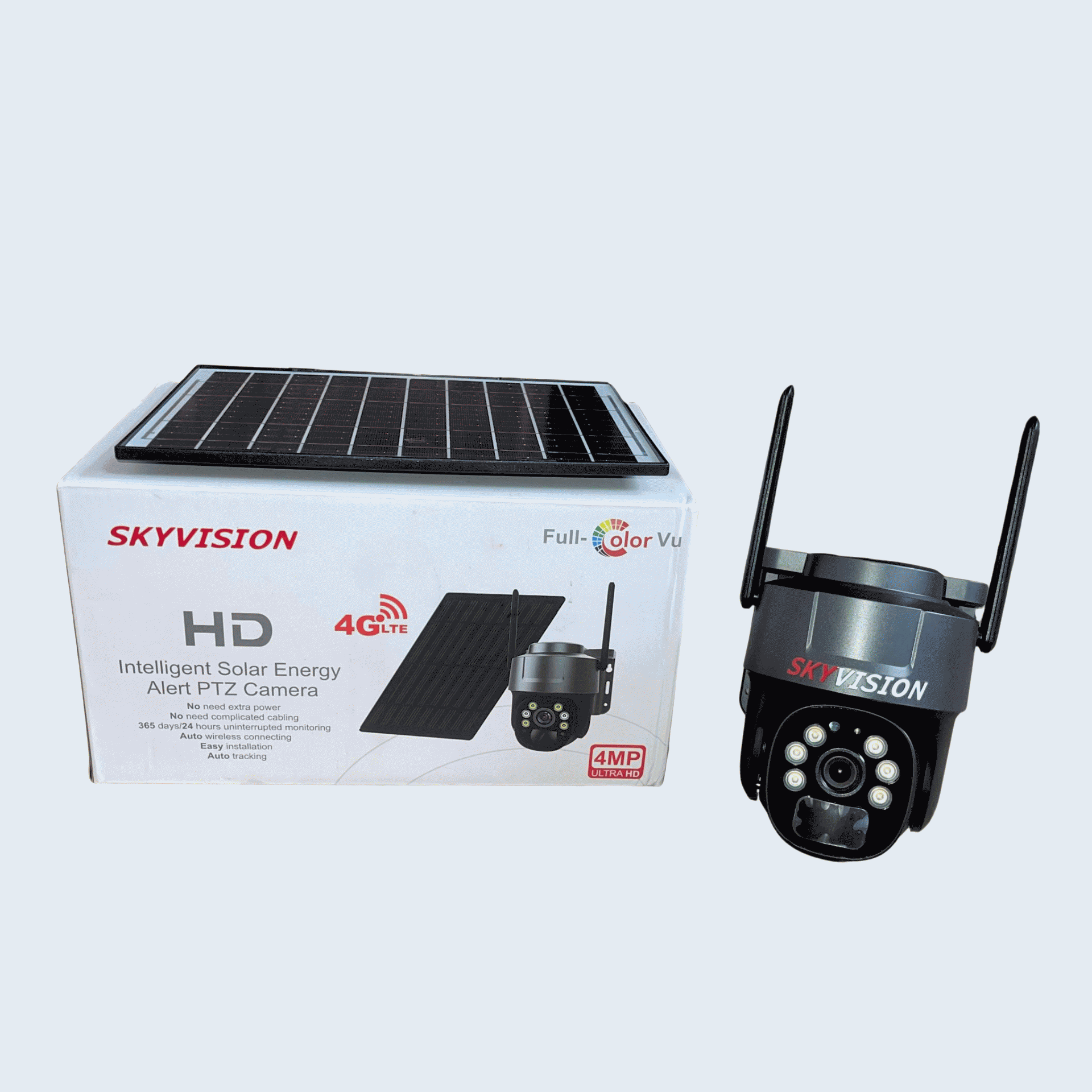 Skyvision 4MP 4G Single Lens Solar Energy Alert PTZ Mini Outdoor Camera With Auto Tracking (UBox App)