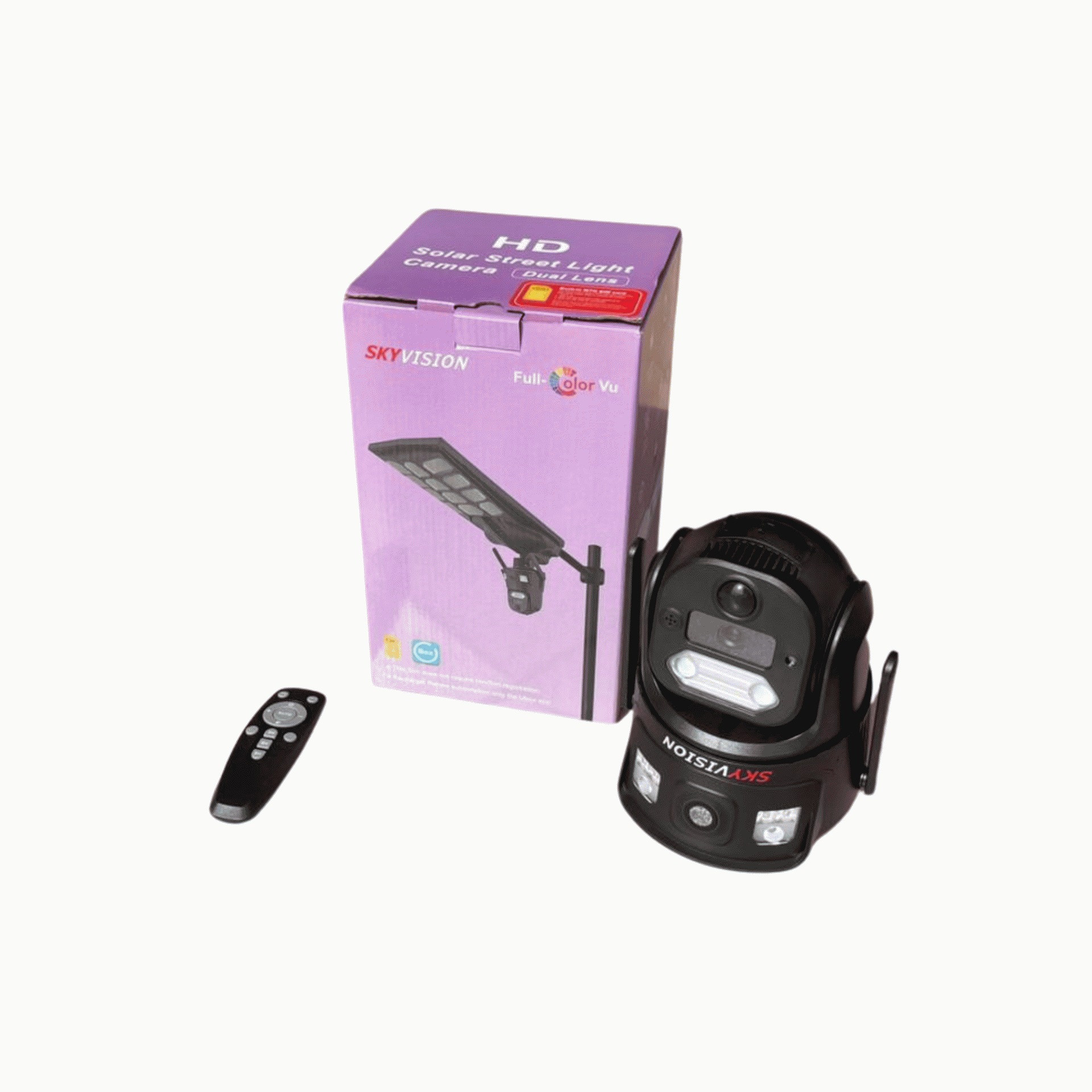 Skyvision 800watts Solar Street Light With Dual Lens 4k 8mp 4g Solar Camera Ubox App