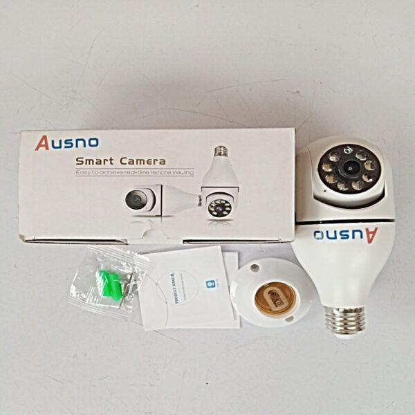 Ausno Standalone 360degree Wifi Panoramic PTZ Light Bulb Infrared Camera (V380 APP)