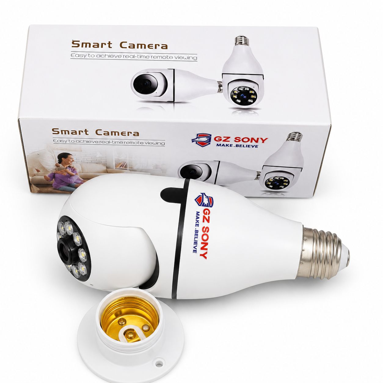 GZ Sony Standalone 360degree Wifi Panoramic PTZ Light Bulb Infrared Camera (V380 APP)