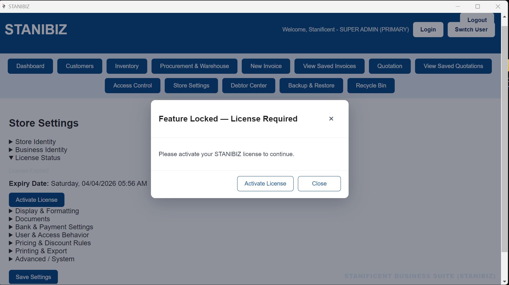How to Activate Your STANIBIZ License