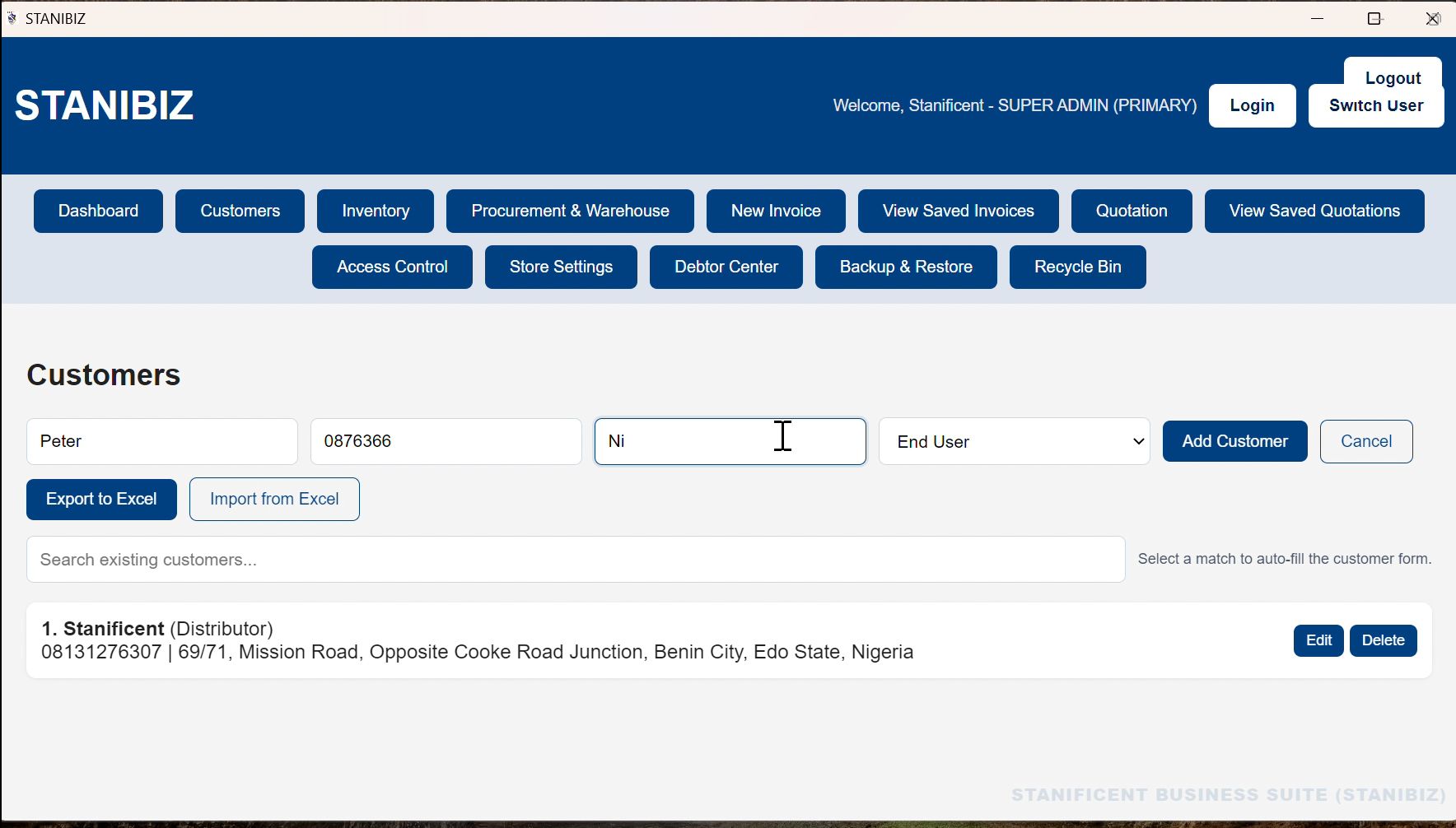How to Add Customers and Inventory to STANIBIZ Enterprise Software