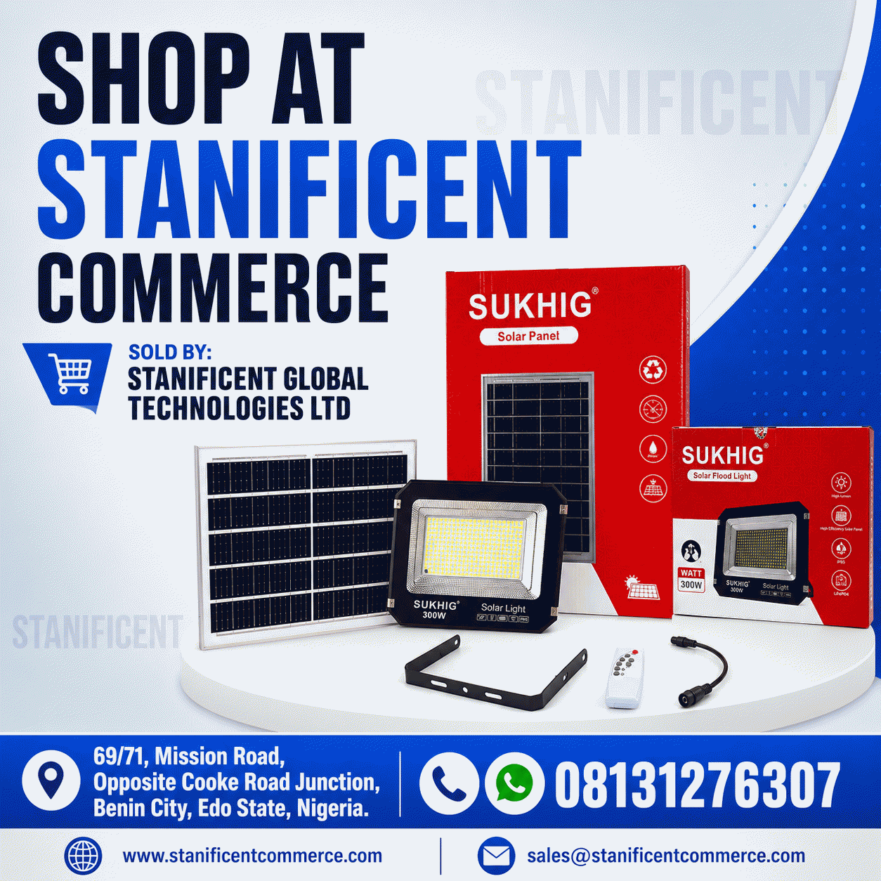 SUKHIG 300watts Flood Light With 25watts Solar Panel