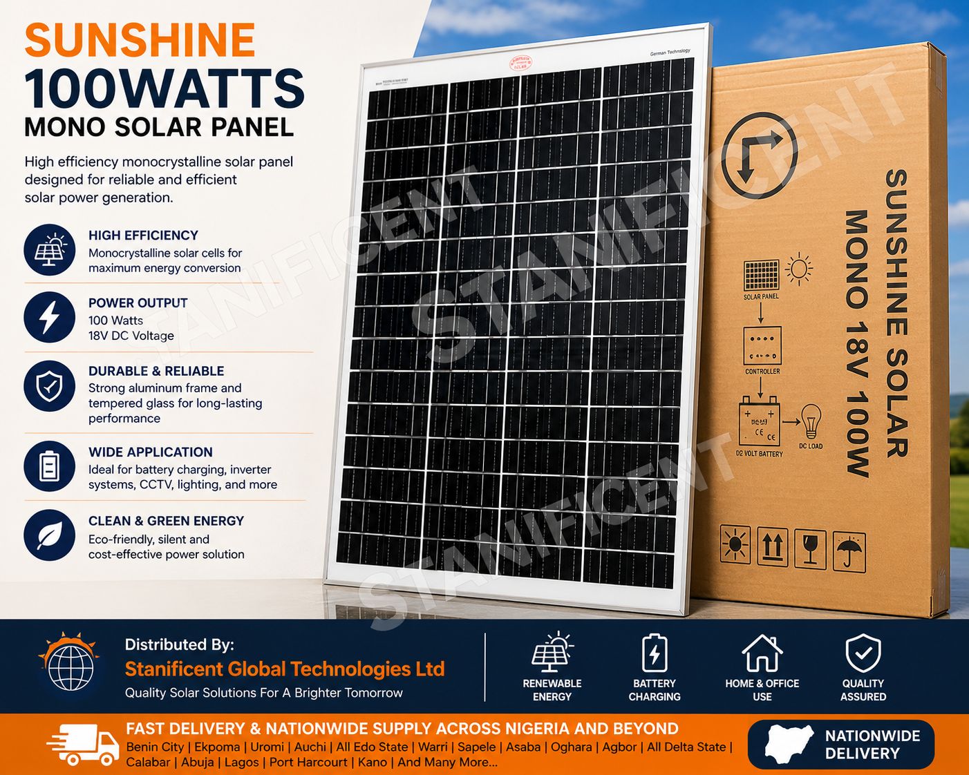 Sunshine 100watts Mono Solar Panel
