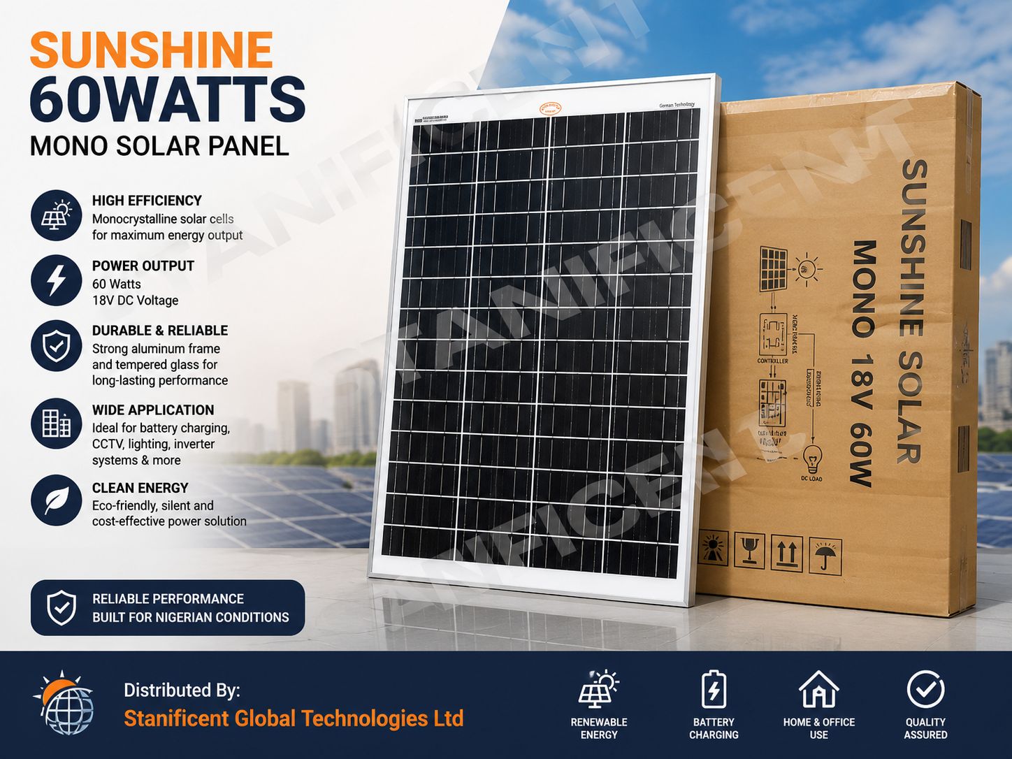 Sunshine 60watts Mono Solar Panel