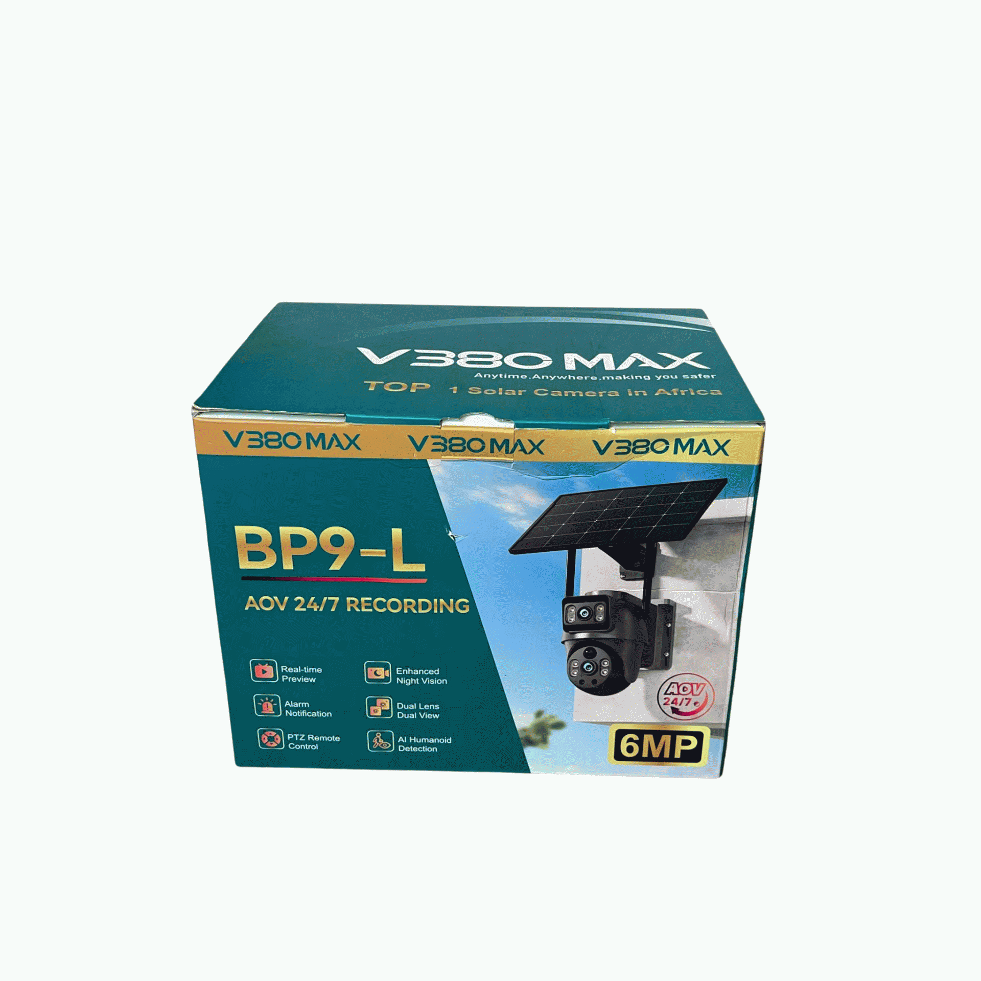 V380 Max 6mp Bp9 L Aov 4g Dual Lens Solar Ptz Mini Outdoor Camera With Auto Tracking Black