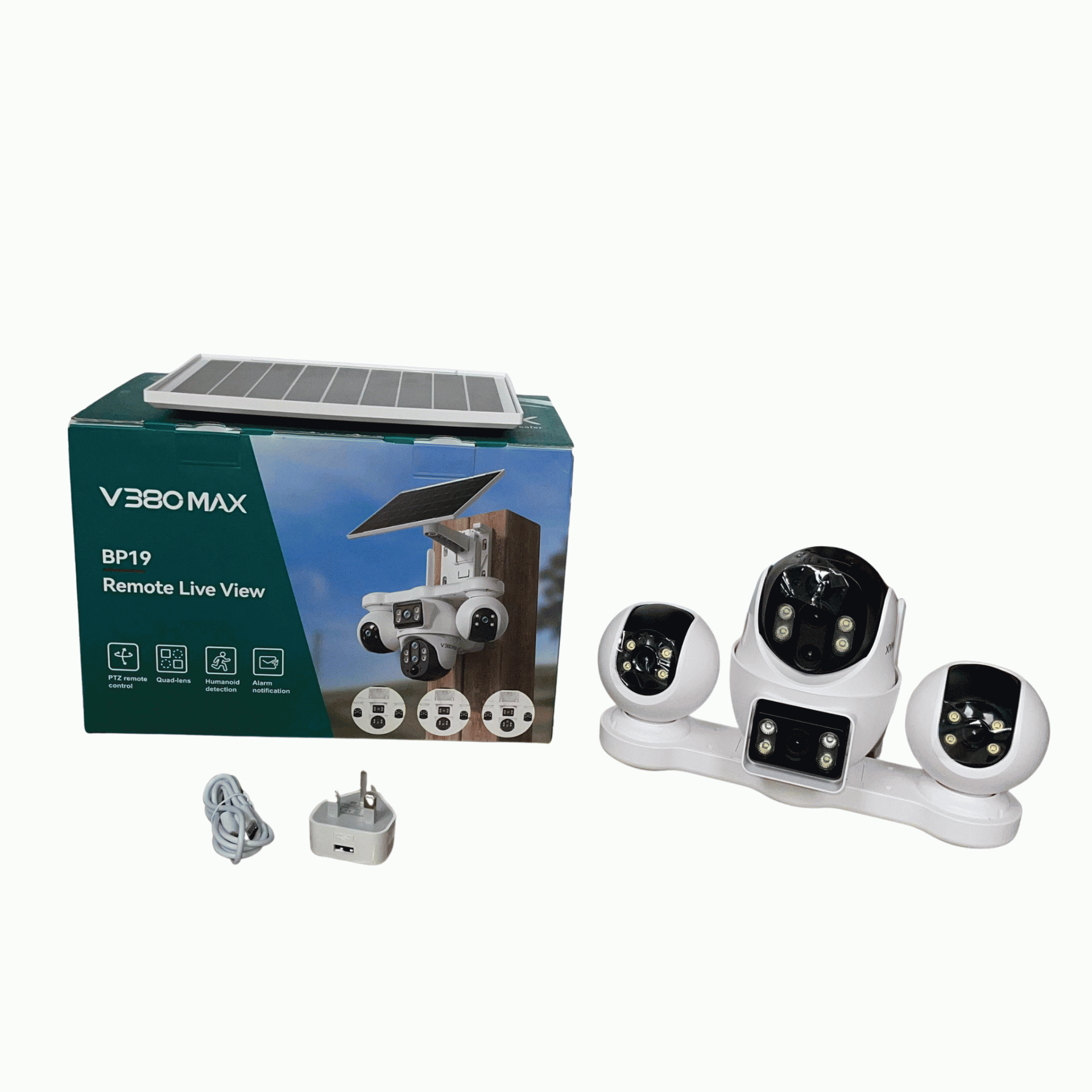 V380 Max BP19 4G Four Lens Solar 3-PTZ Big Outdoor Camera With Auto Tracking