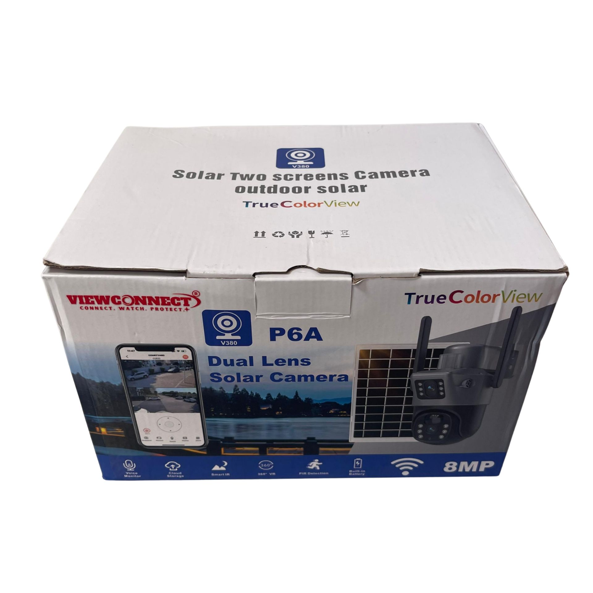 Viewconnect 8mp Wifi Dual Lens Solar Ptz Big Outdoor Camera With Auto Tracking V380 App
