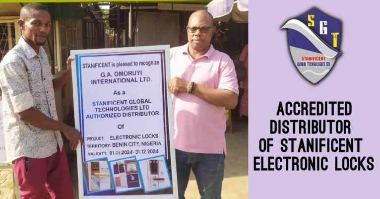 G.A OMORUYI INTERNATIONAL LTD Officially Accredited as Distributor of STANIFICENT Electronic Locks