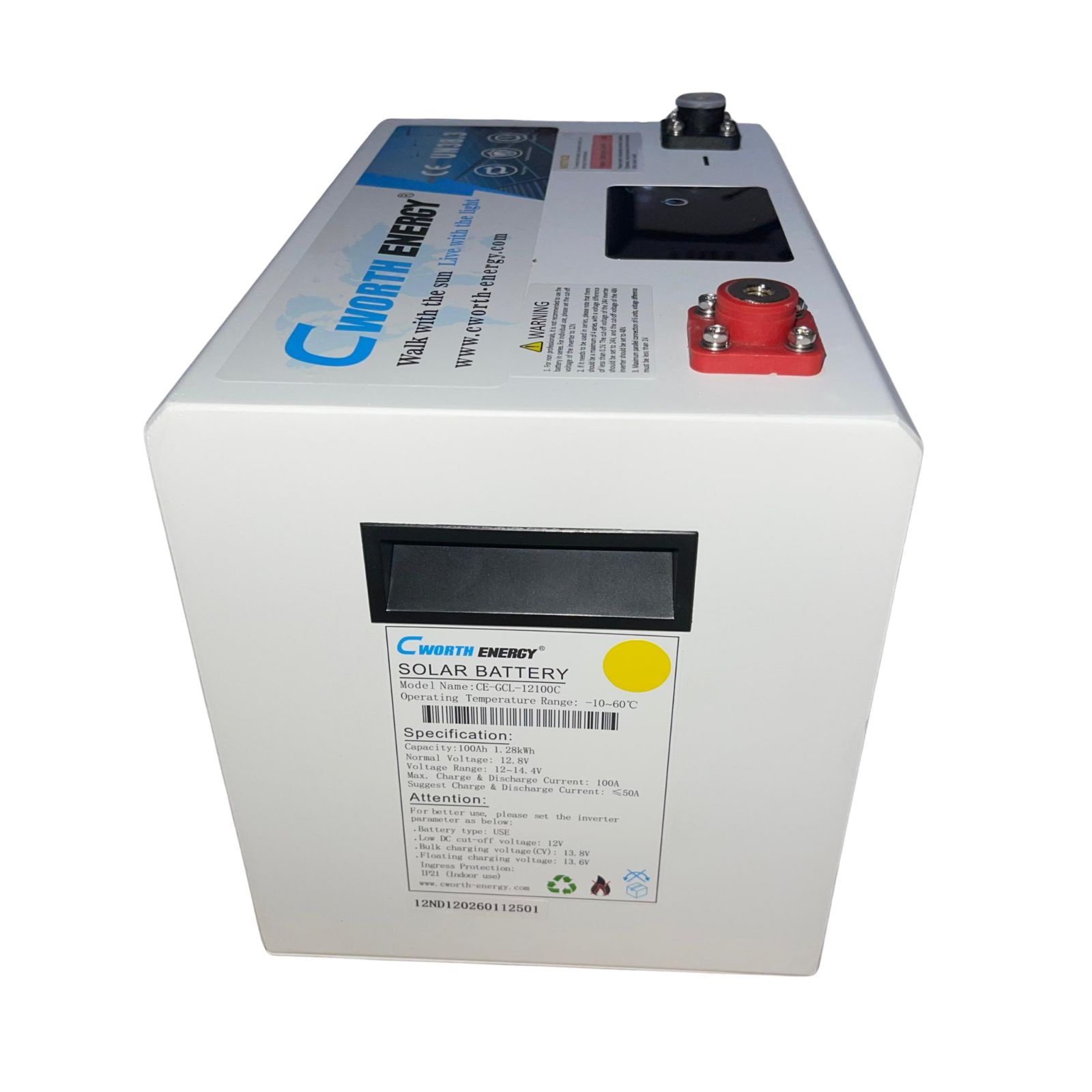 Cworth 12V/100AH/1.28KWh Lithium Battery gallery image